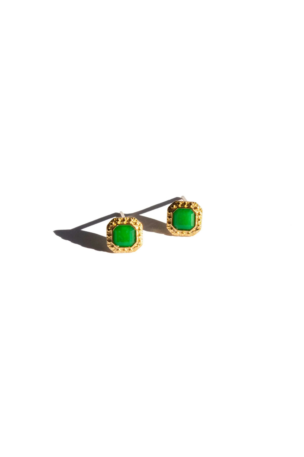 Park — Green Jade Square Stud Earrings