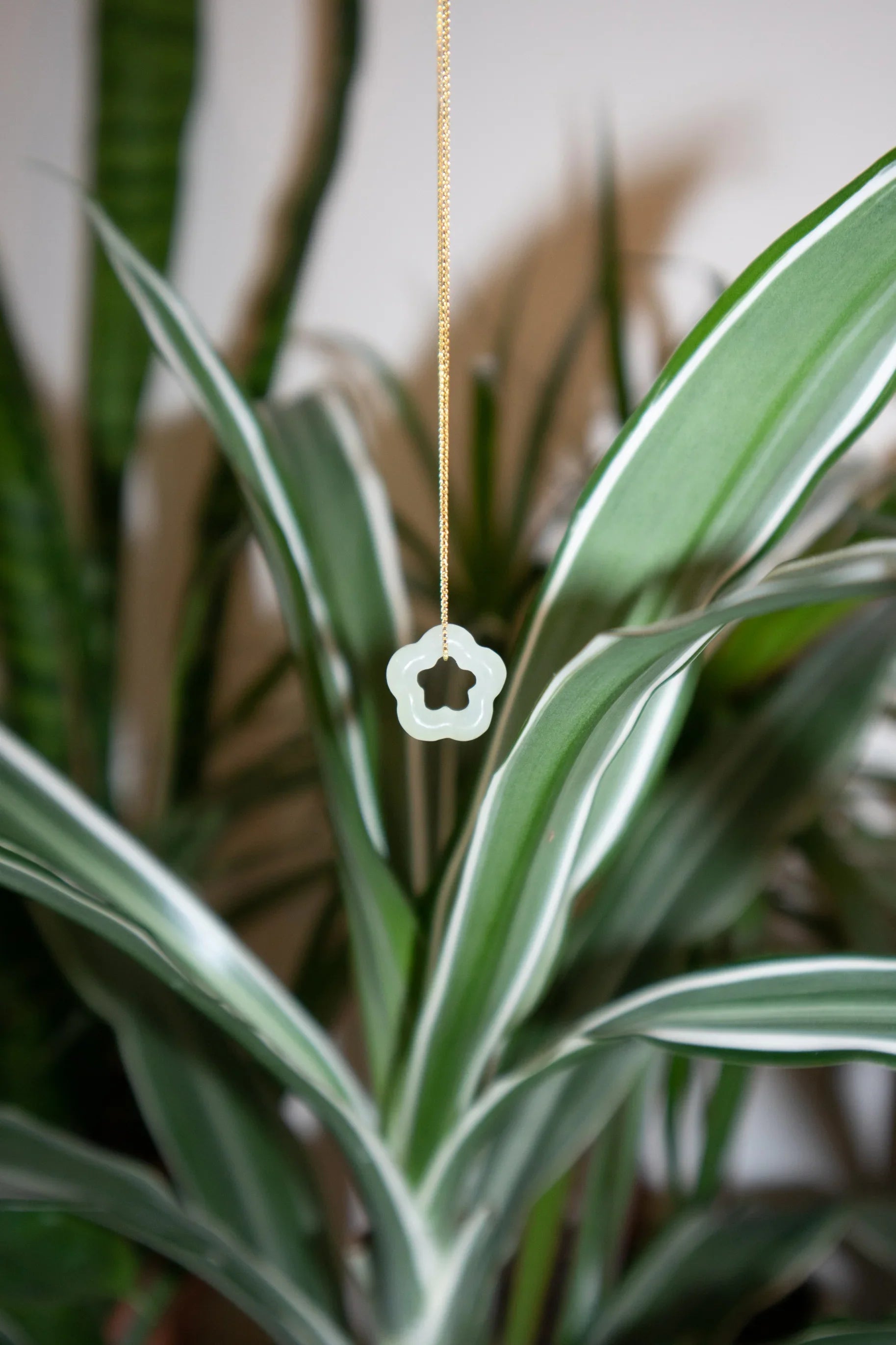 Plum Blossom — Green Jade Pendant Necklace