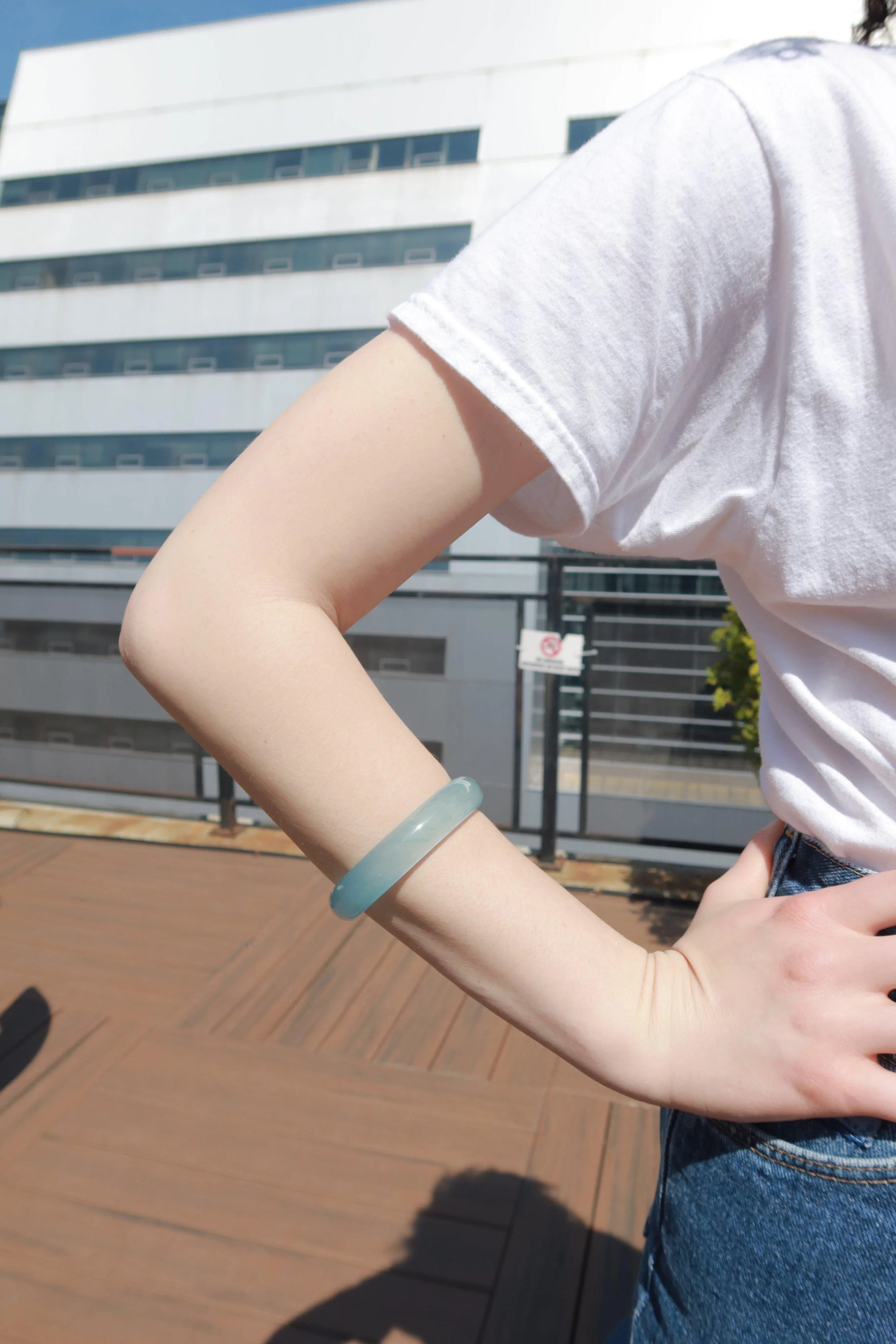 Silk Collection | Pool — Blue Jade Stone Bangle