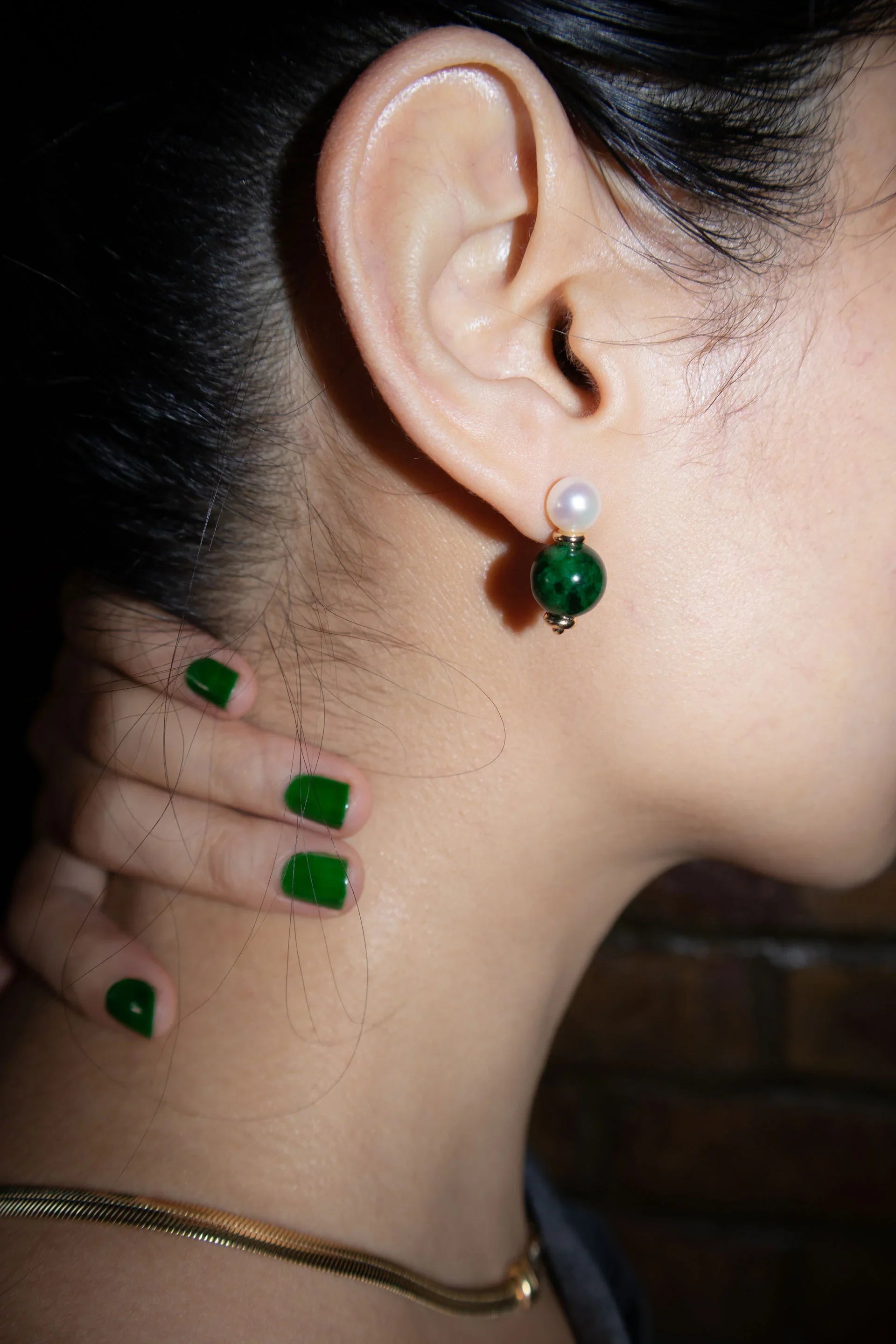 Robyn — Pearl Jade Stone Drop Earrings