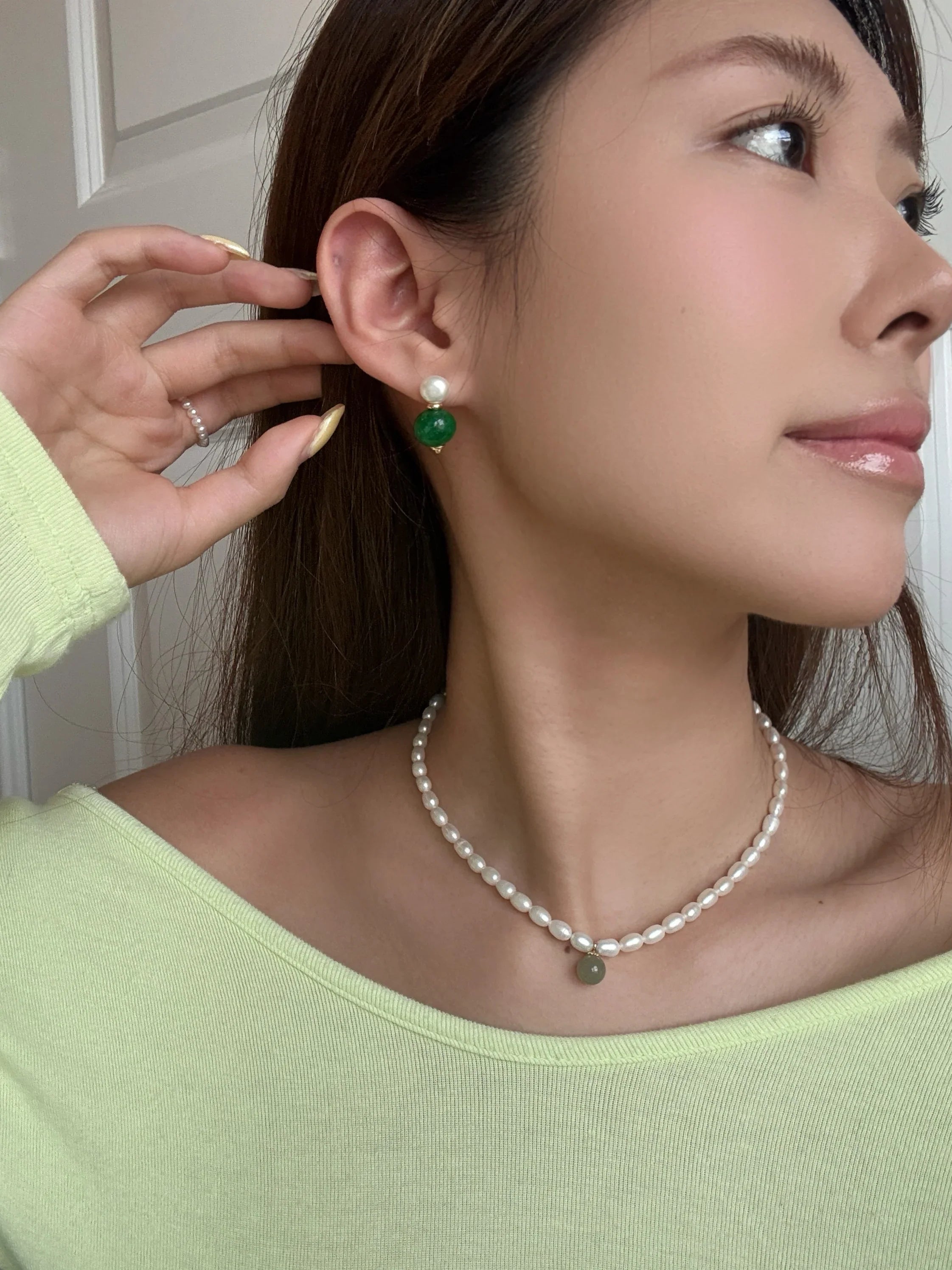 Robyn — Pearl Jade Stone Drop Earrings