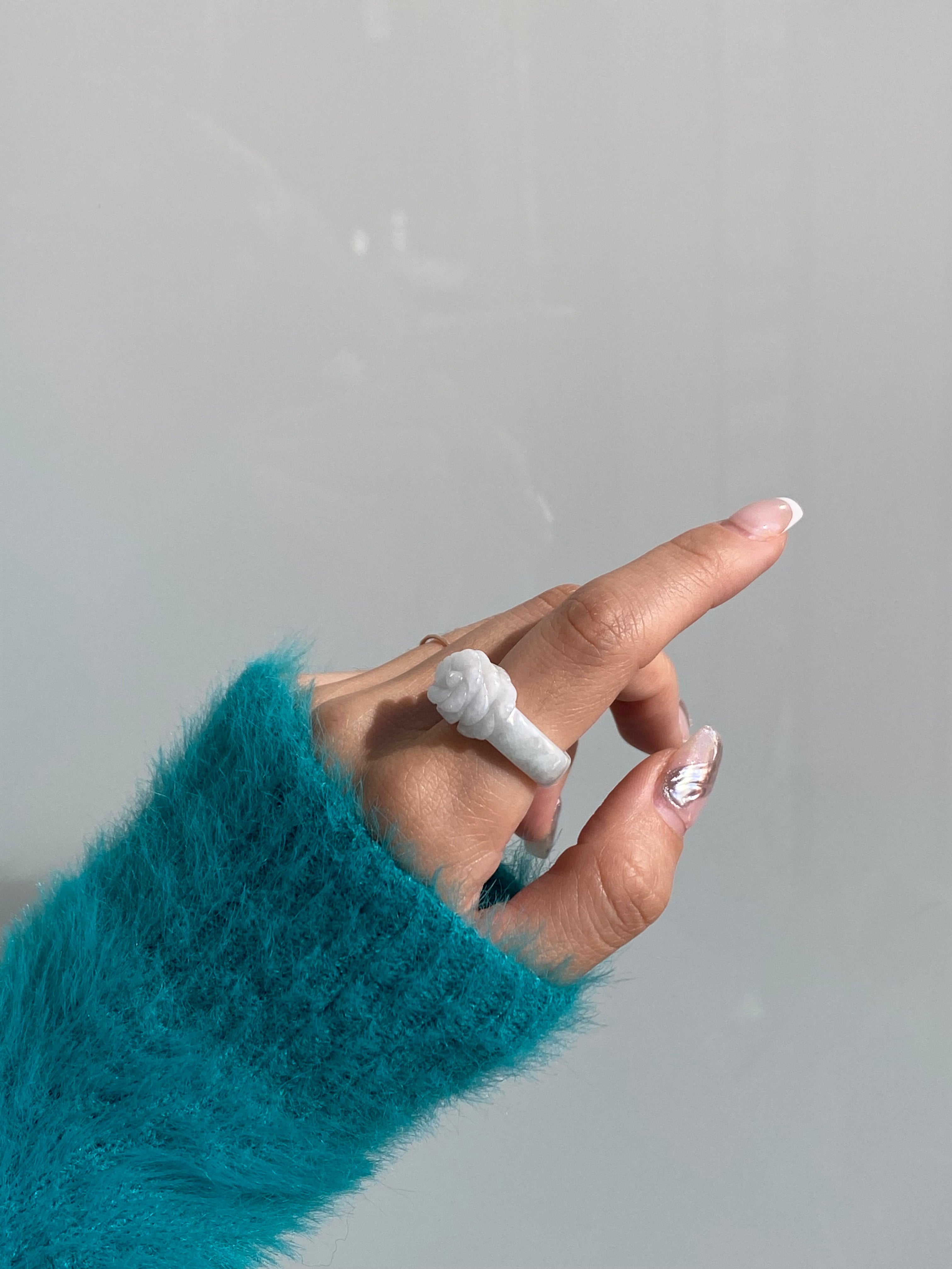Rose — Off-White Jade Ring