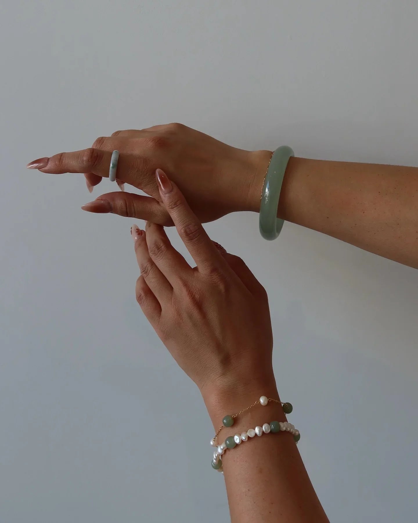 Smoke — Opaque Green Jade Stone Bangle