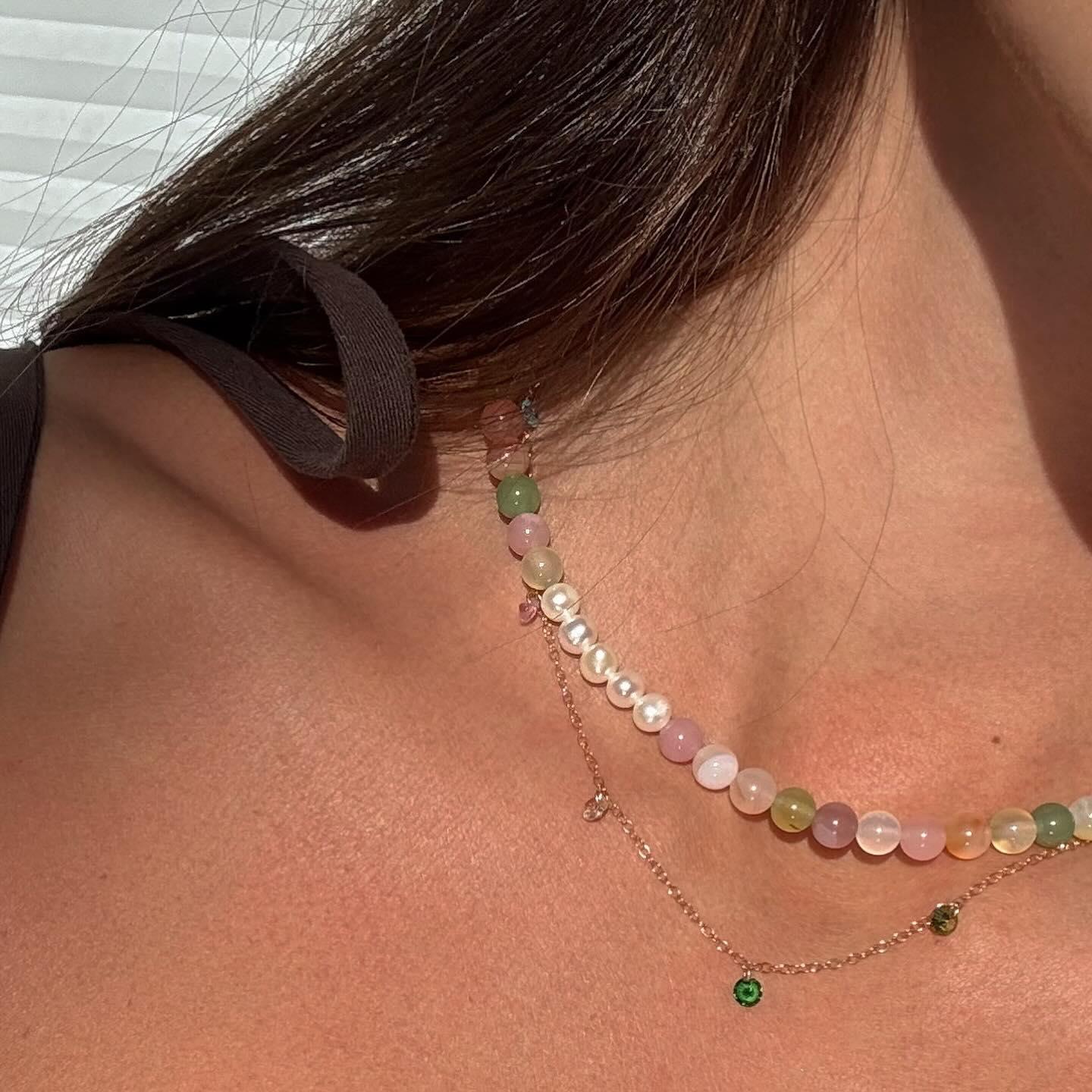 Summer — Beaded Gemstone & Pearl Choker Necklace