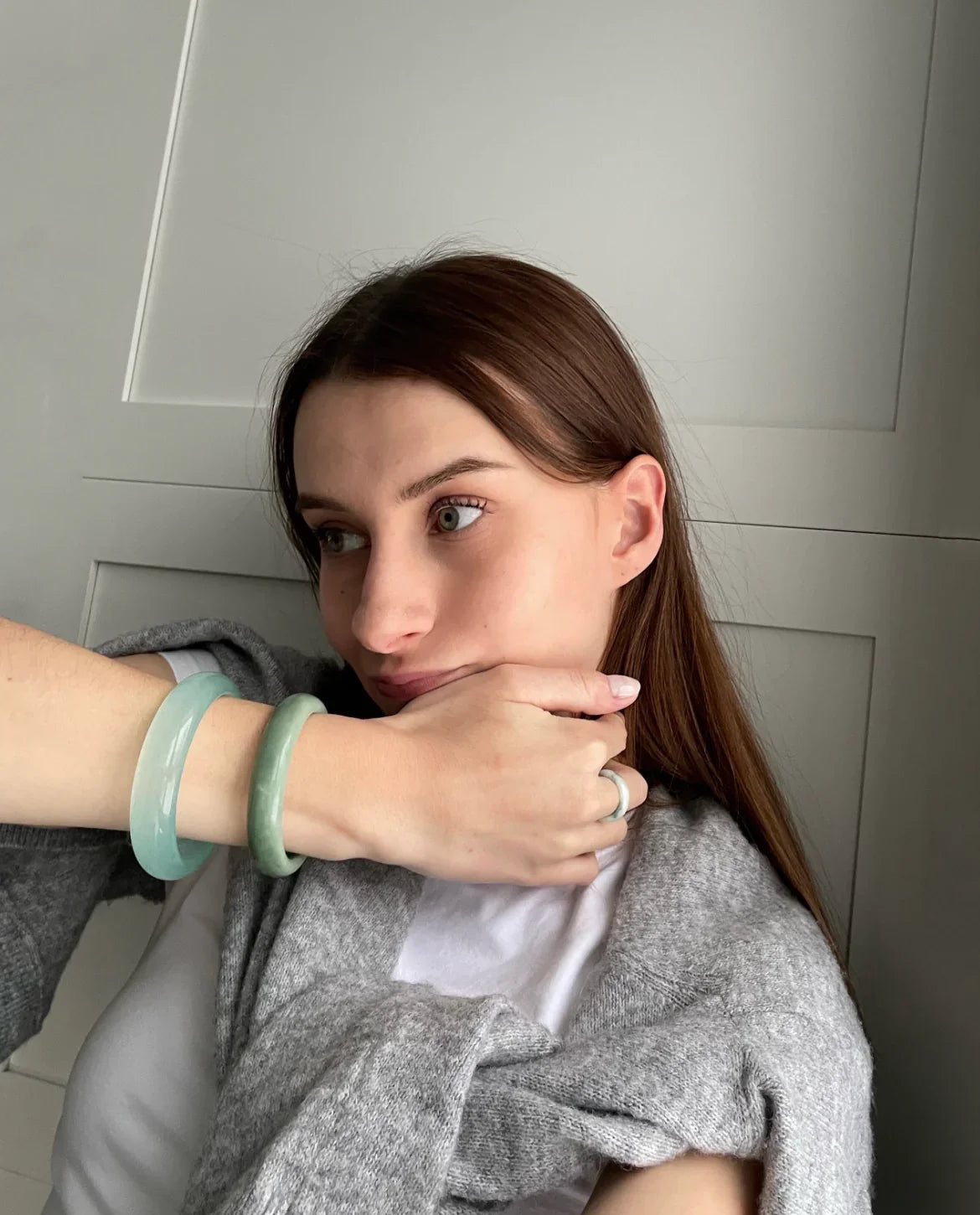 Tennis — Opaque Green Jade Stone Bangle