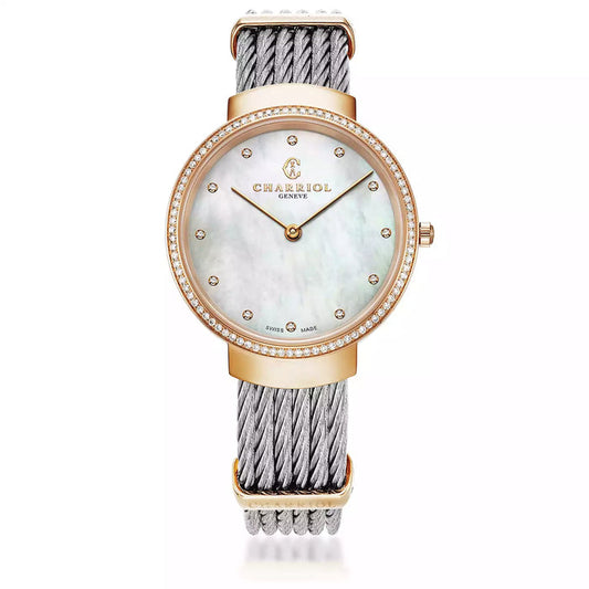 Slim Quartz White Mother of Pearl with 88 diamonds in bezel