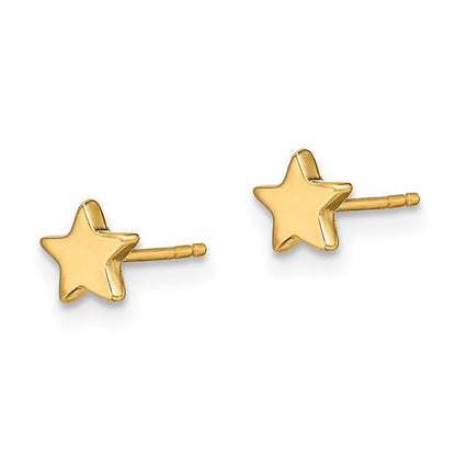 14K Gold Polished Star Post Earrings