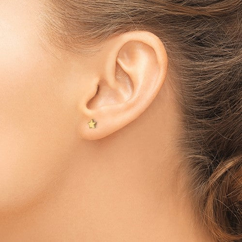 14K Gold Polished Star Post Earrings