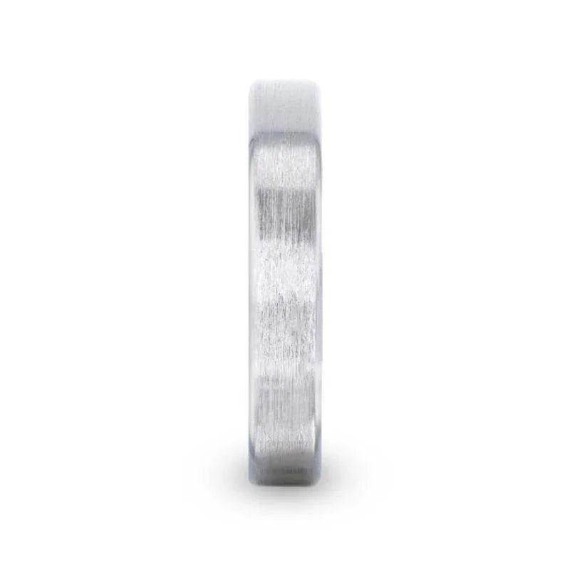 CASPER Silver Brushed Center Flat Style Wedding Band With Beveled Edges - 4mm & 8mm