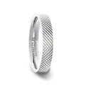 NOBLE Silver Cross-Hatched Finish Flat Style Wedding Band - 4mm & 8mm