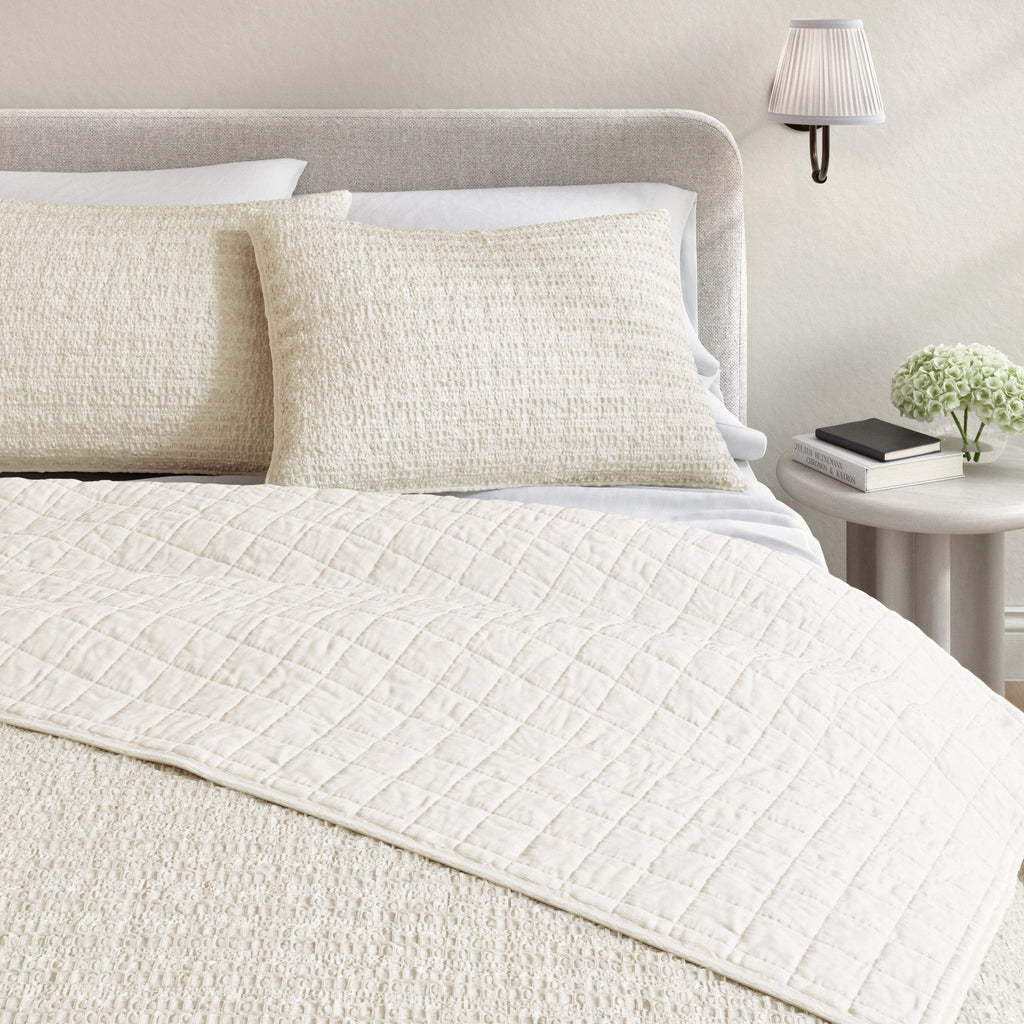 100% Cotton Honeycomb Waffle Garment Washed Quilt Set - Genevieve Collection