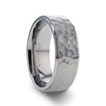 MINISTER Titanium Ring with Raised Hammered Finish and Polished Step Edges - 8mm