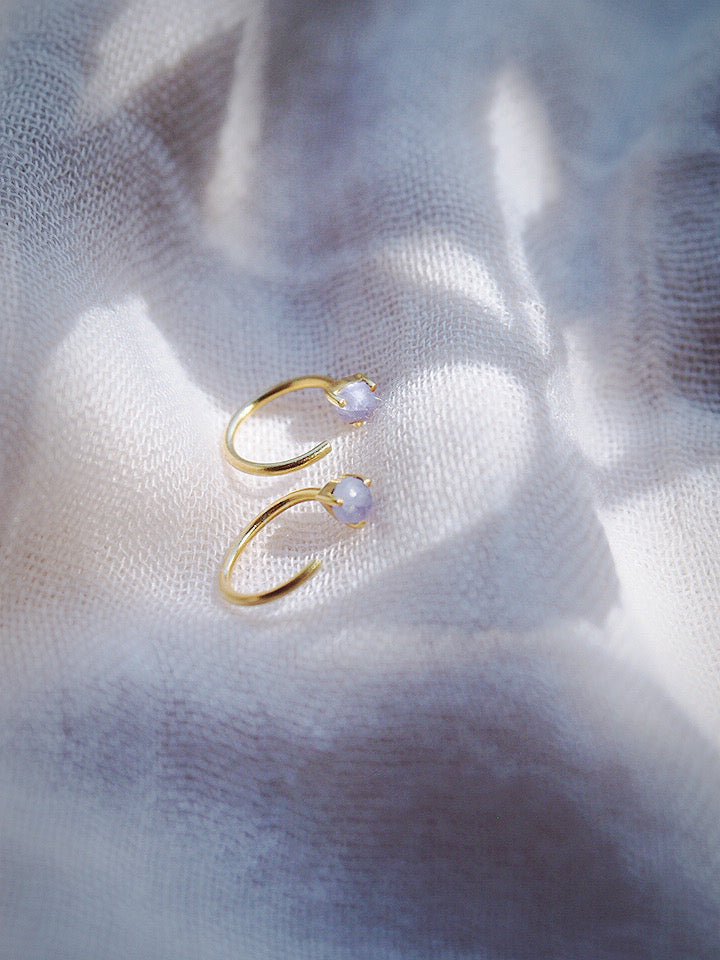 Sale - Tiny Open Tanzanite Hoop Earrings - Maka'alohi