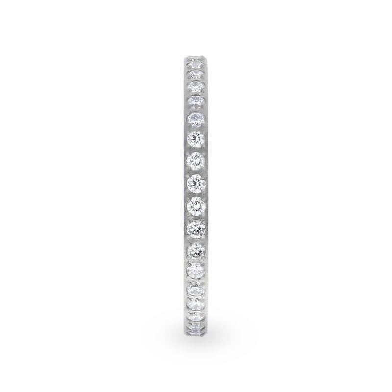 EMILIA Flat Polished Titanium Women's Eternity Wedding Ring With Lab-Created White Diamonds Setting - 2mm