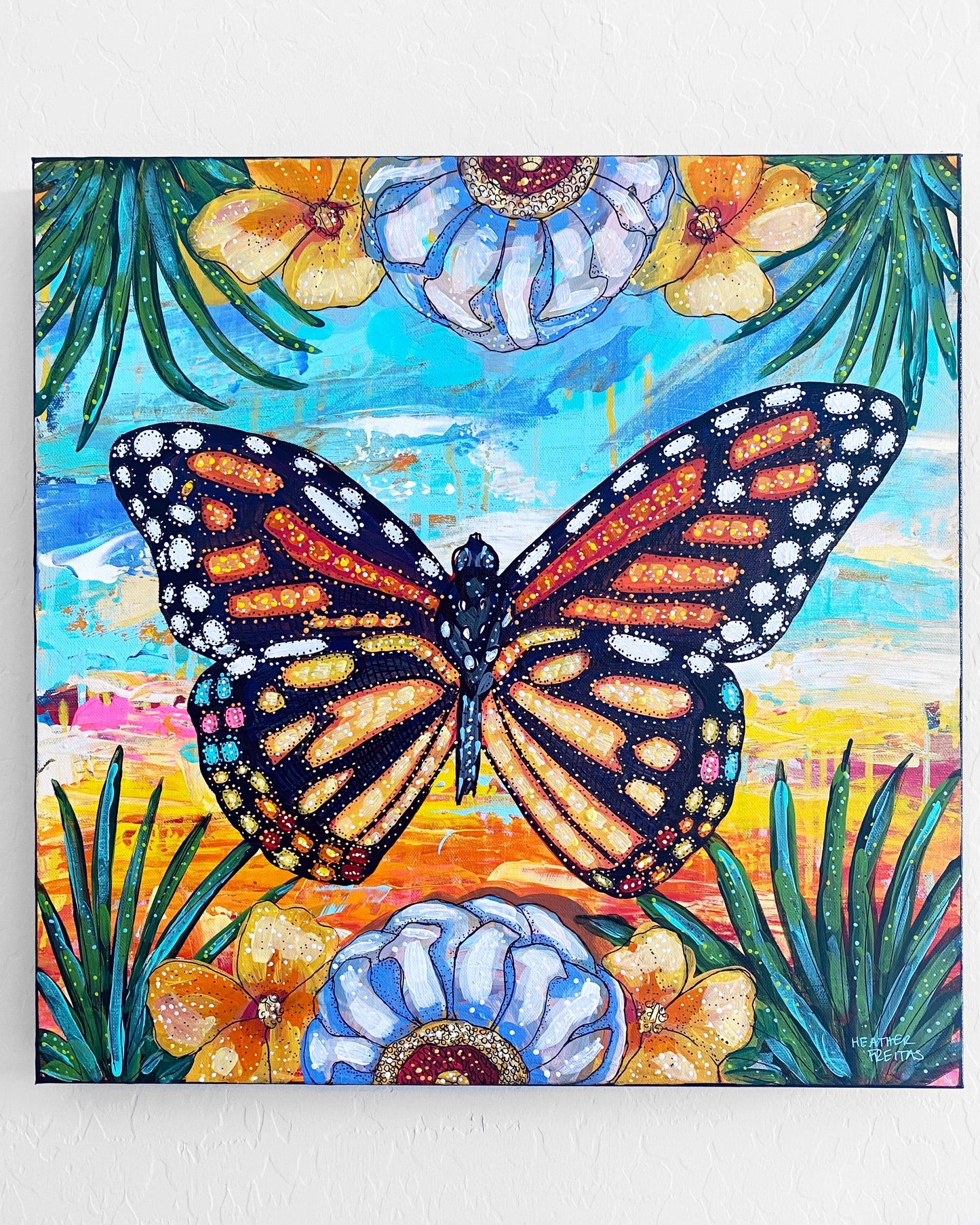 Tropical Monarch Bloom Butterfly ( Original Painting )