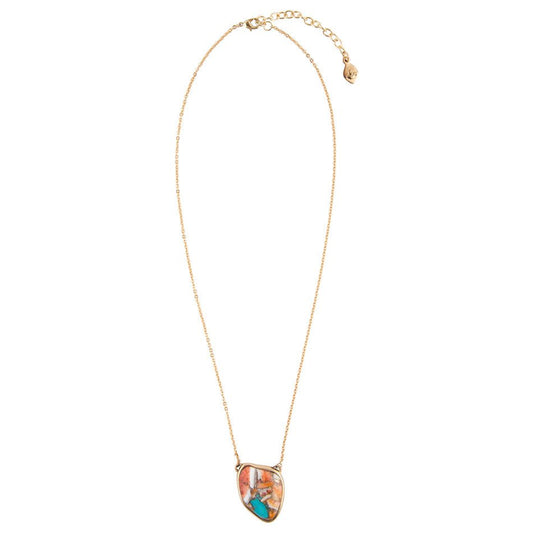 Blue Turquoise Matrix Golden Necklace