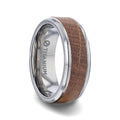 CASK Whiskey Barrel Inlaid Titanium Men's Wedding Band With Beveled Polished Edges Made From Genuine Whiskey Barrels - 8mm