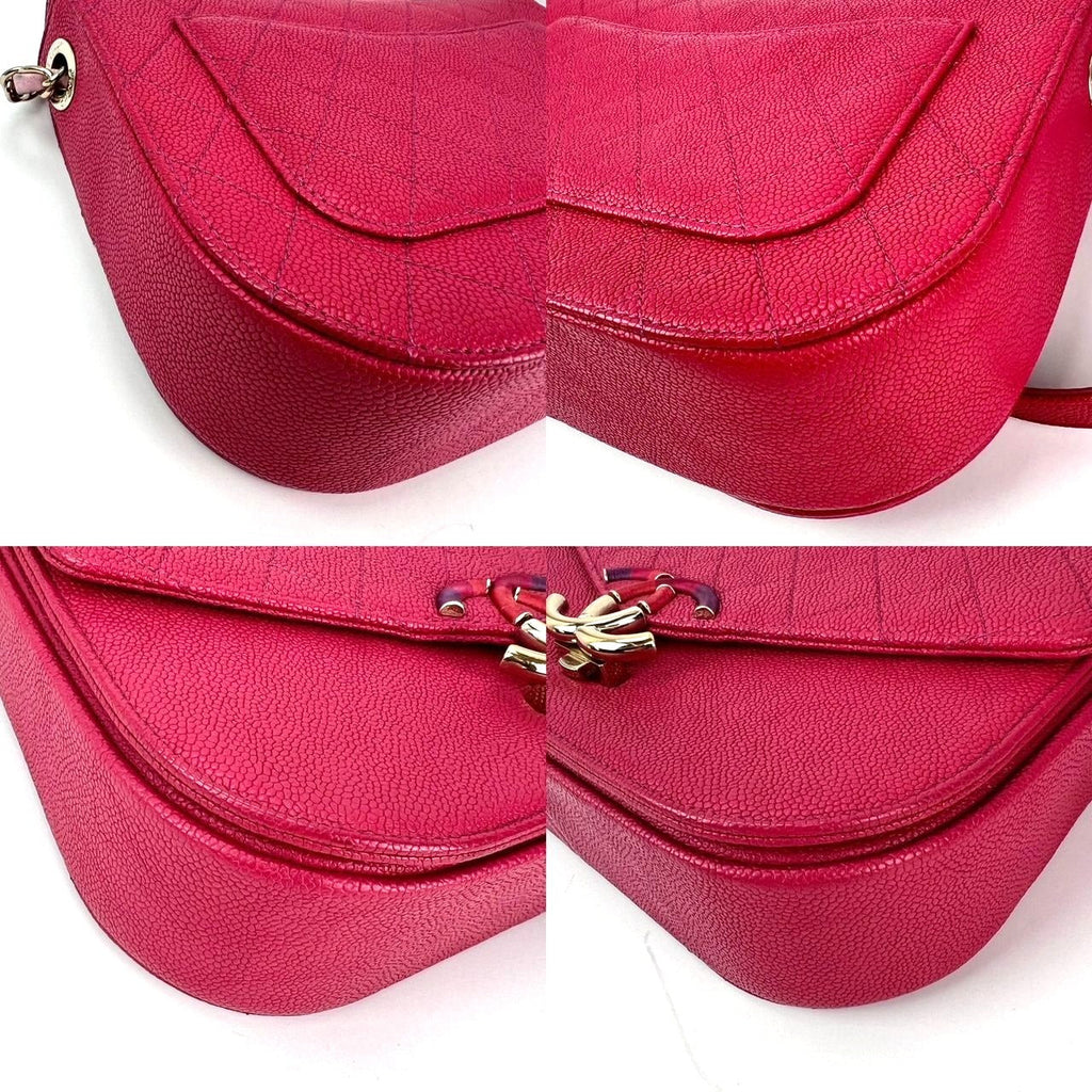 Chanel Paris-Cuba Medium Caviar Calfskin Thread Around Pink Flap Bag with top handle