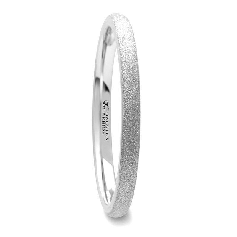 QUARTZ Domed Tungsten Carbide Ring with Sandblasted Crystalline Finish - 2mm to 8mm