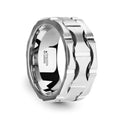 KANYE Tungsten Carbide Wedding Band with Moon Grooves and Brushed Finish - 10mm