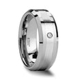 GAUTIER Palladium Inlaid Beveled Tungsten Ring with Diamond - 8mm