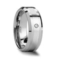 LAURENT Platinum Inlaid Beveled Tungsten Ring with Diamond - 8mm