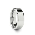 LAWTON White Tungsten Wedding Band with Beveled Edges — 10mm