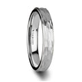 WINNIE Women's White Tungsten Ring with Raised Hammered Finish Center and Polished Step Edges - 4mm