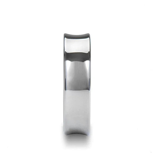 WASHINGTON Concave Tungsten Wedding Band with Polished Finish - 4mm to 8mm