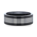 ENDAST Black Ceramic with Brushed Tungsten Inlay Wedding Band - 8mm