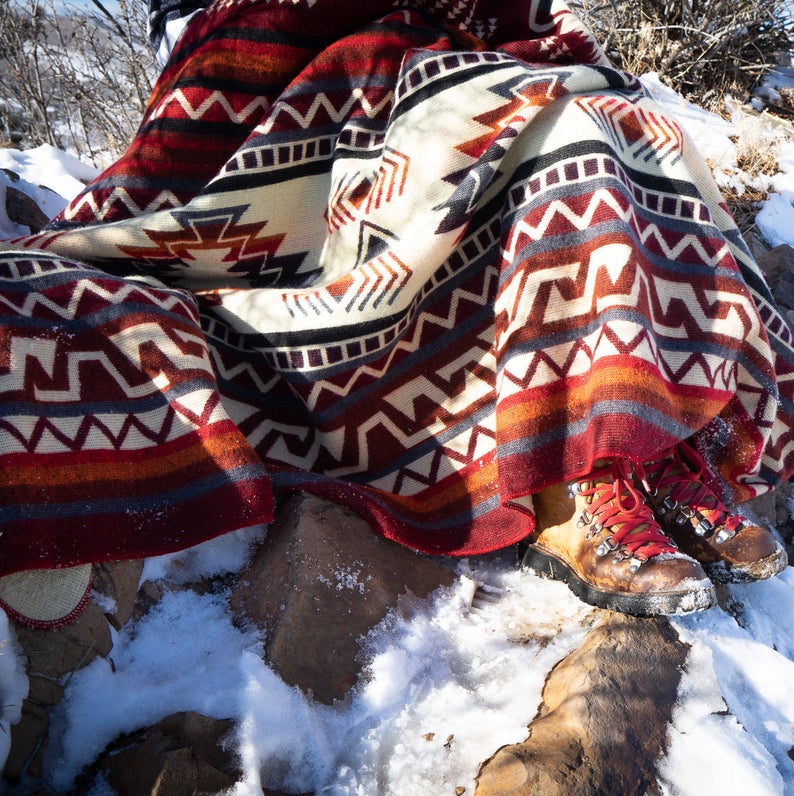 Andean Alpaca Wool Blanket - Wildfire