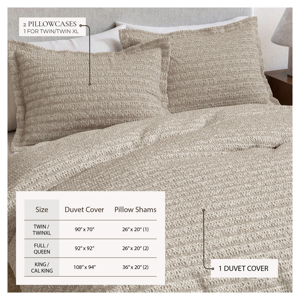 100% Cotton Honeycomb Waffle Duvet Set - Mattea Collection
