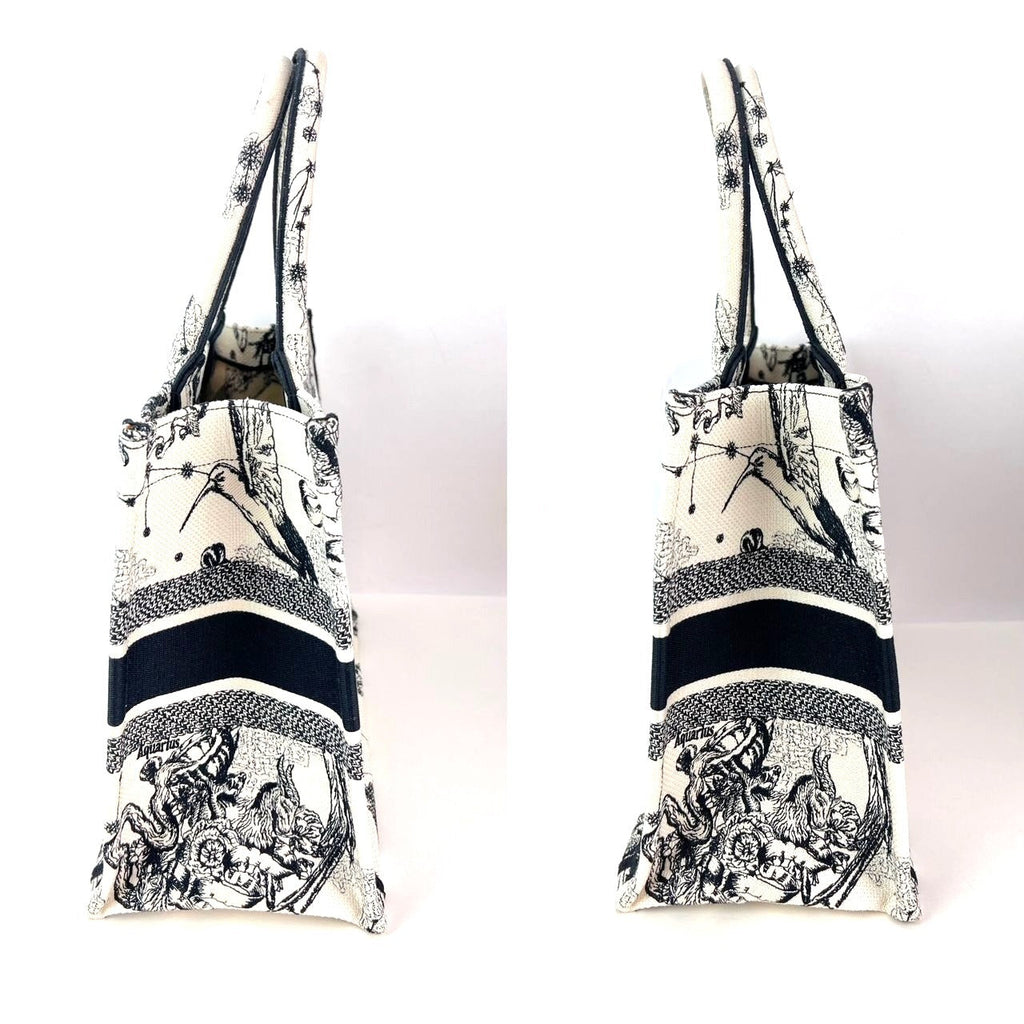 Christian Dior Book Embroidered Canvas Medium Stars and Signs Black Tote