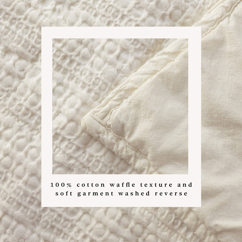 100% Cotton Honeycomb Waffle Garment Washed Quilt Set - Genevieve Collection