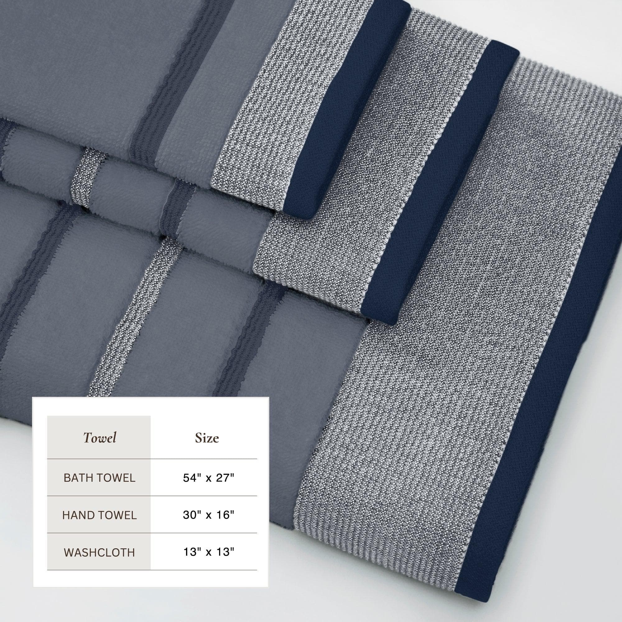 Decorative Cotton Stripe Bath Towel Set - Noelle Collection