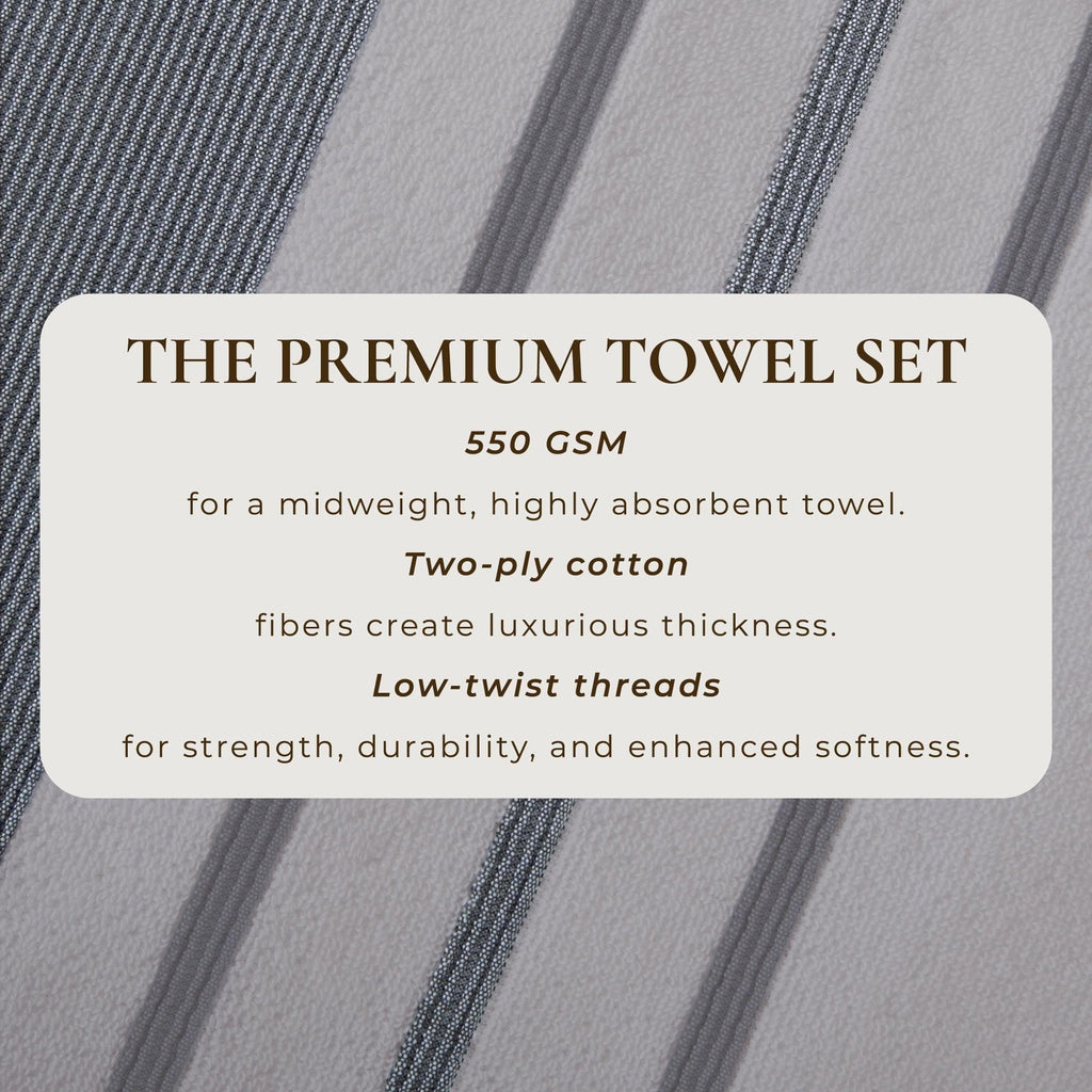 Decorative Cotton Stripe Bath Towel Set - Noelle Collection