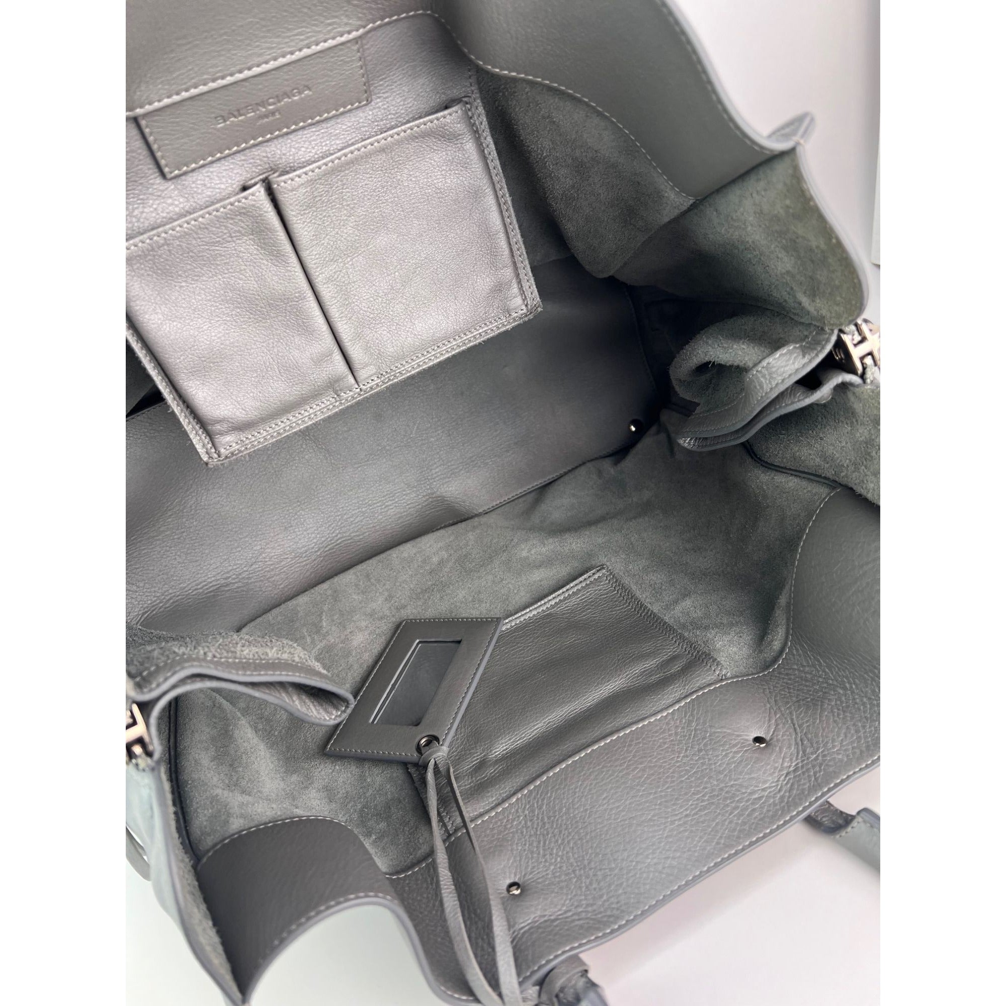 Balenciaga Veau Papier A4 Zip Around Grey Shoulder Bag